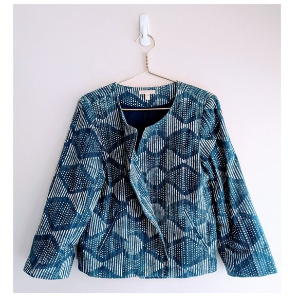 Eileen Hand-Printed Indigo Organic Cotton Jacket - Picture 4 of 8